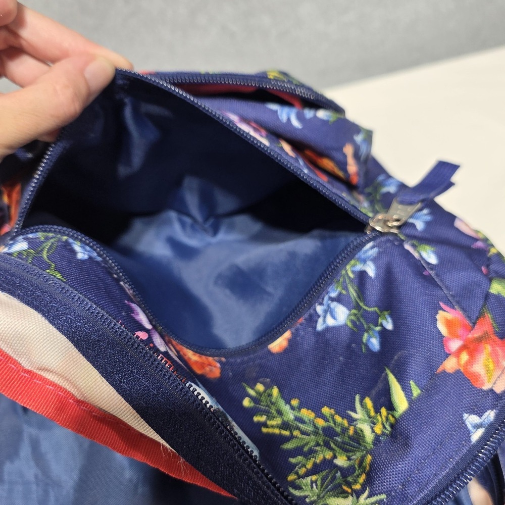 JanSport Big Student Blue Floral Backpack Polyester Zip Pockets - Picture 15 of 15